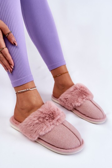 Women's Warm Slippers With Fur Light pink Franco 2