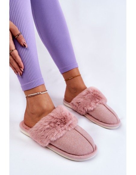 Women's Warm Slippers With Fur Light pink Franco
