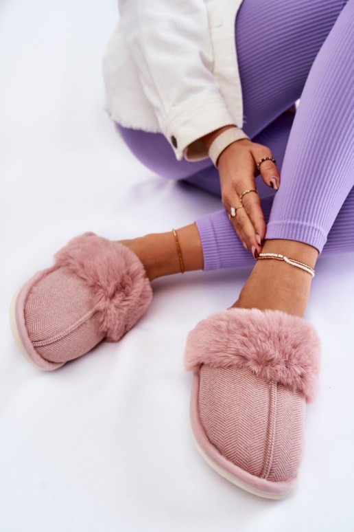 Women's Warm Slippers With Fur Light pink Franco