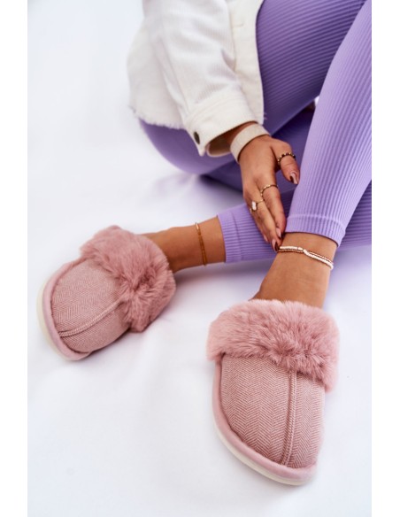Women's Warm Slippers With Fur Light pink Franco
