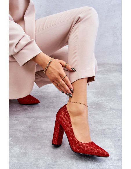Shiny Pumps On Heel Red Elmira