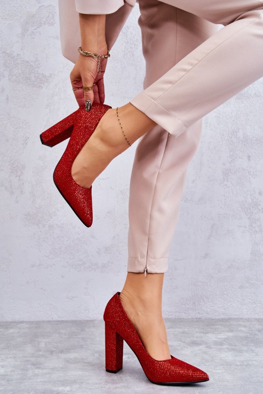 Shiny Pumps On Heel Red Elmira