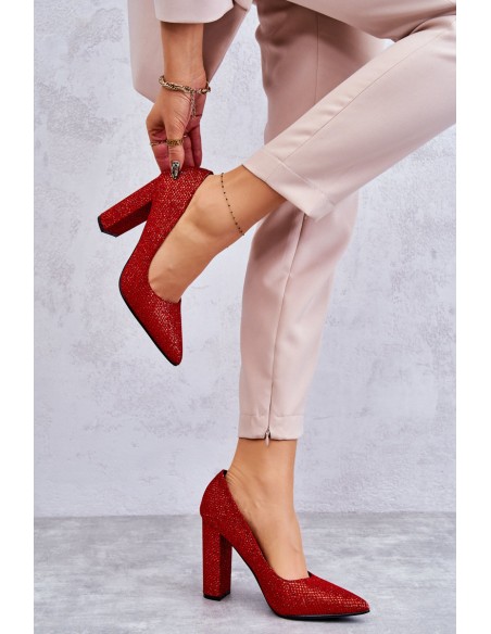 Shiny Pumps On Heel Red Elmira