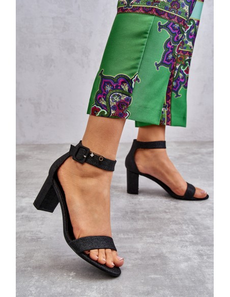 Glossy Heel Sandals Black Maxim