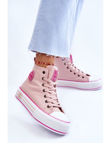 Women's High Textile Platform Sneakers Big Star LL274186 Pink