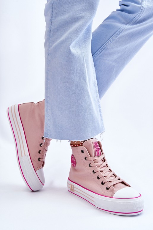 Women's High Textile Platform Sneakers Big Star LL274186 Pink