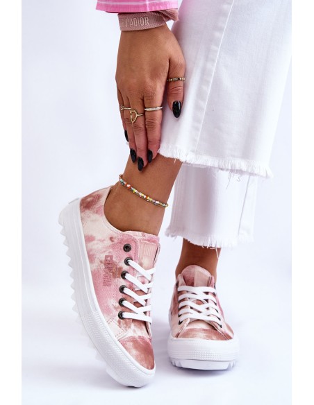 Fashionable Low Sneakers Big Star LL274044 Pink-Beige