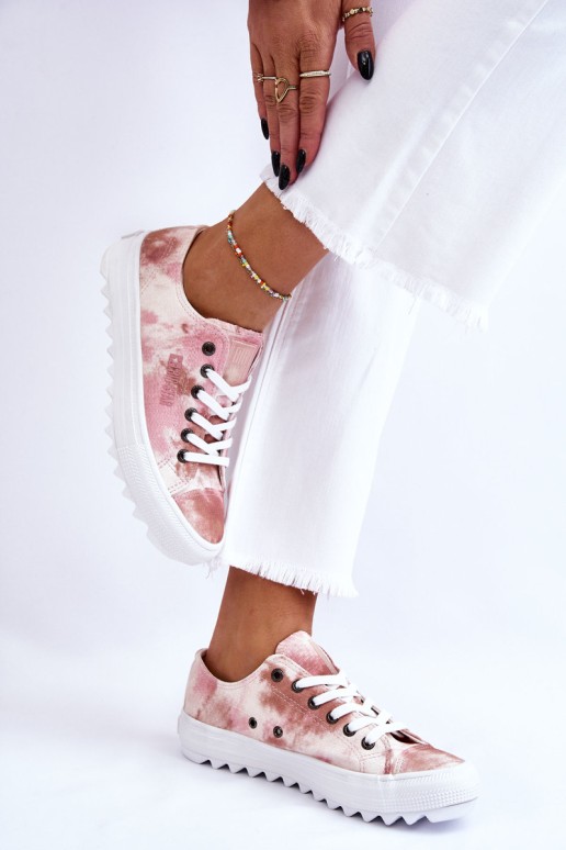 Madingi žemi sportbačiai Big Star LL274044 Pink-Beige