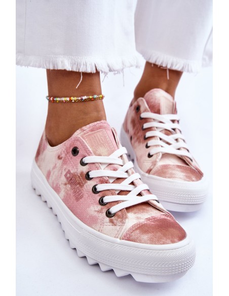 Fashionable Low Sneakers Big Star LL274044 Pink-Beige