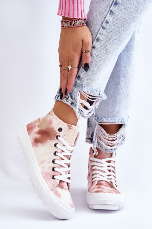 Women's Sneakers High Big Star LL274048 Beige-Pink
