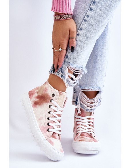 Women's Sneakers High Big Star LL274048 Beige-Pink