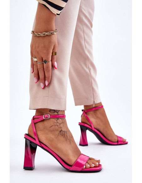 Patent Heeled Sandals Fuchsia Owen