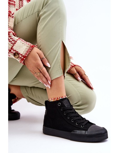 Women's Big Star Fabric High Top Sneakers LL274444 Black