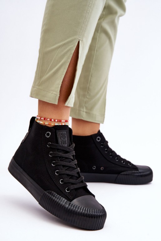 Women's Big Star Fabric High Top Sneakers LL274444 Black
