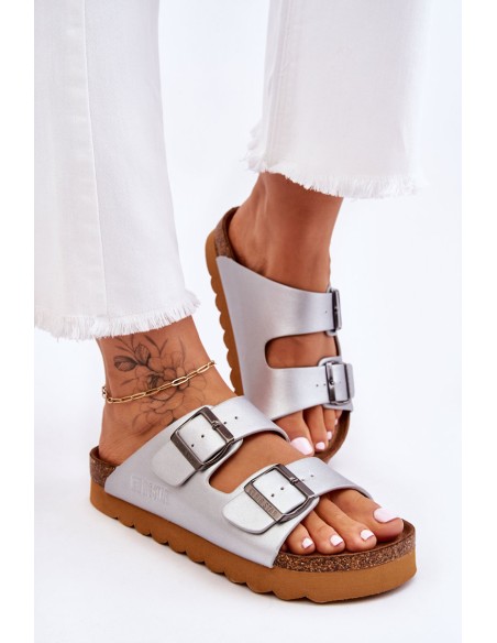 Klasikinės moteriškos BIG STAR šlepetės LL274476 Sidabrinės