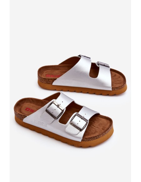 Klasikinės moteriškos BIG STAR šlepetės LL274476 Sidabrinės