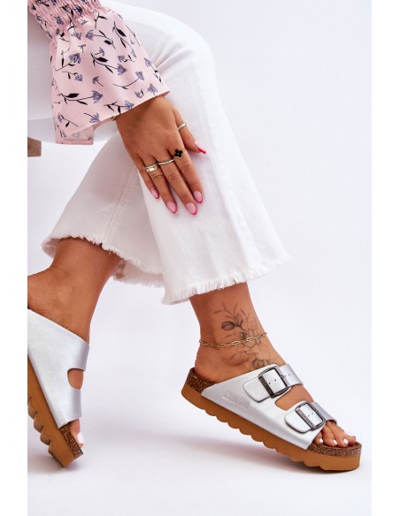 Klasikinės moteriškos BIG STAR šlepetės LL274476 Sidabrinės