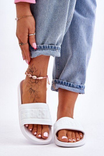 Moteriškos madingos BIG STAR šlepetės LL274A159 baltos