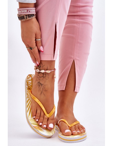 Women's Fashionable Flip Flops Big Star LL274819 Yellow