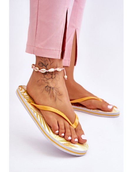 Women's Fashionable Flip Flops Big Star LL274819 Yellow