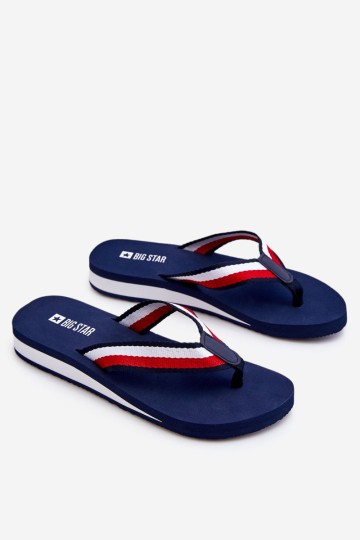 Women's Big Star Platform Flip Flops LL274779 Navy Blue 2