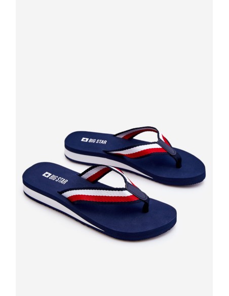 Women's Big Star Platform Flip Flops LL274779 Navy Blue