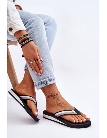 Women's Big Star Platform Flip Flops LL274781 Black