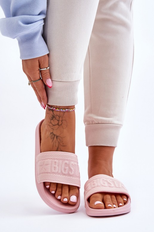 Moteriškos madingos Big Star šlepetės LL274A157 Šviesiai rožinės spalvos