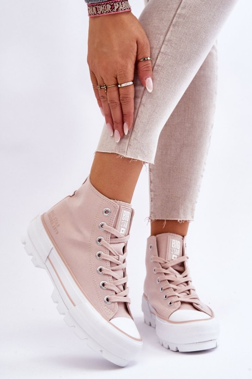 High Fabric Platform Sneakers Big Star LL274157 Nude