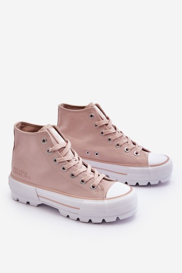 High Fabric Platform Sneakers Big Star LL274157 Nude 2