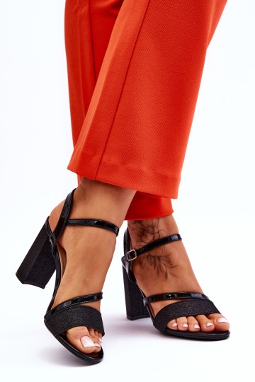 Glossy High Heel Sandals Black Alicia 2