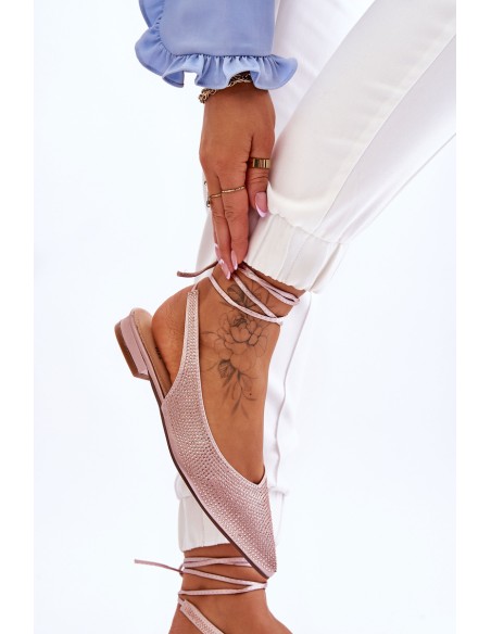 Tied Ballerinas With Rhinestones Beige Mavis