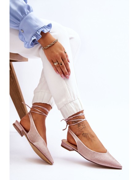 Tied Ballerinas With Rhinestones Beige Mavis