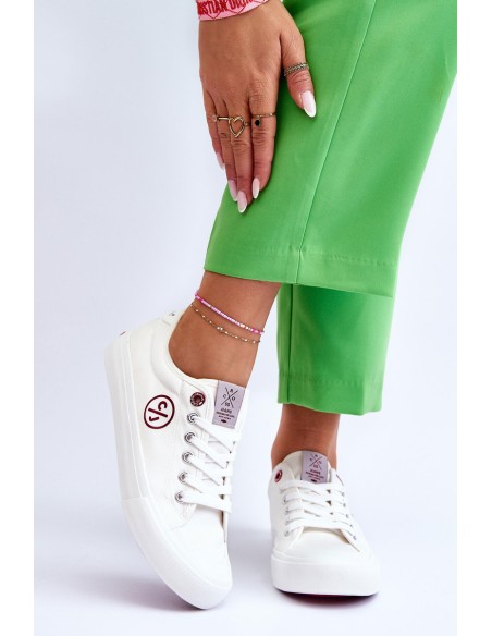 Women's Cross Jeans Fabric Sneakers LL2R4043 White