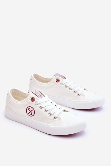 Women's Cross Jeans Fabric Sneakers LL2R4043 White 2