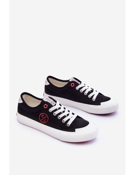 Women's Cross Jeans Fabric Sneakers LL2R4044 Black