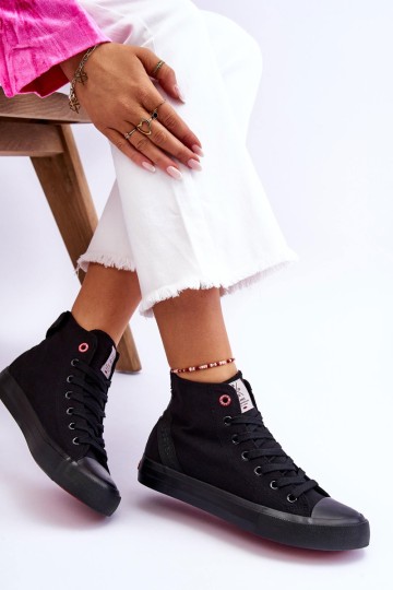 Moteriški klasikiniai auliniai sportbačiai Cross Jeans LL2R4088C juodi