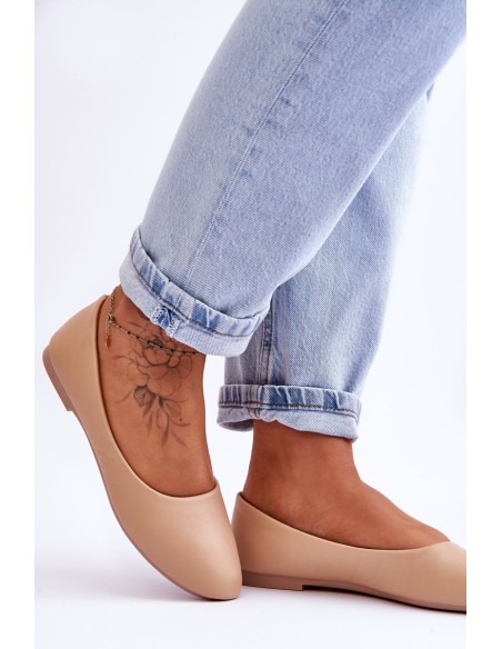Leather Ballerina Classic Beige Stacee