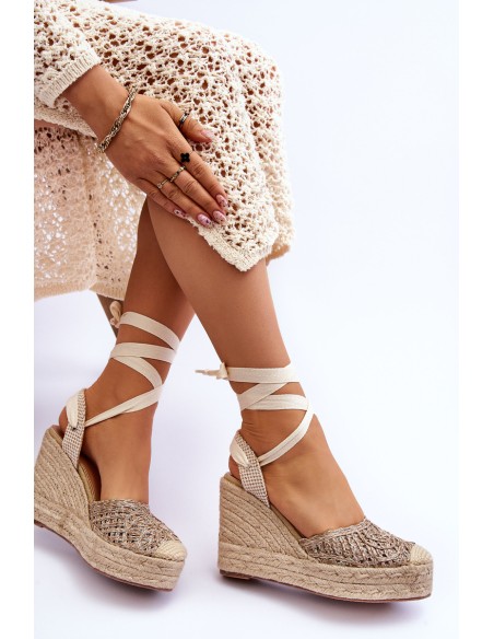 Tied Women's Wedge Sandals Beige Josephine