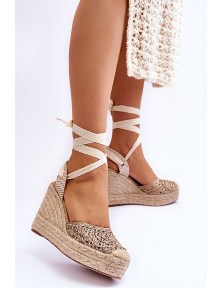 Tied Women's Wedge Sandals Beige Josephine