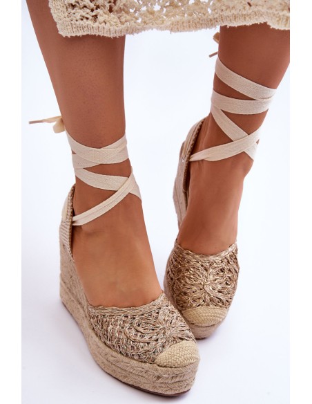 Tied Women's Wedge Sandals Beige Josephine