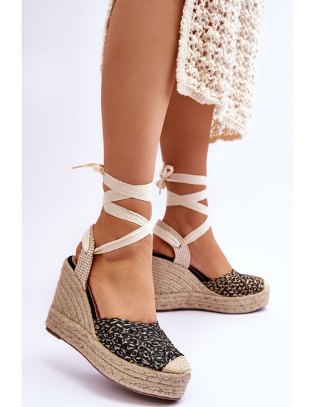 Tied Women's Wedge Sandals Black Josephine