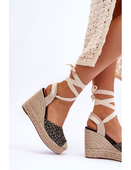 Tied Women's Wedge Sandals Black Josephine