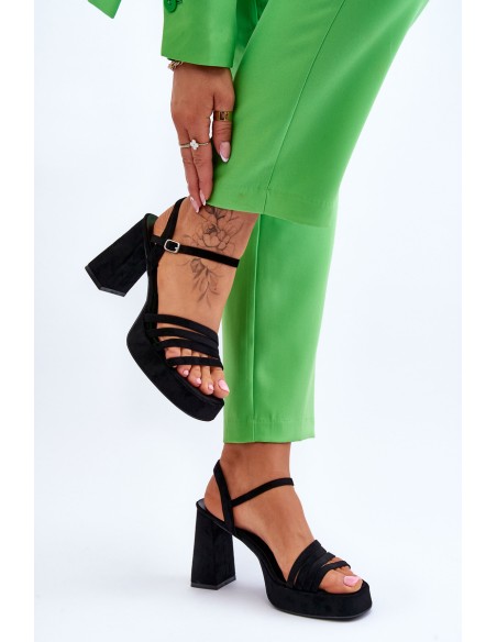 Women's Suede Platform Sandals Black Verda