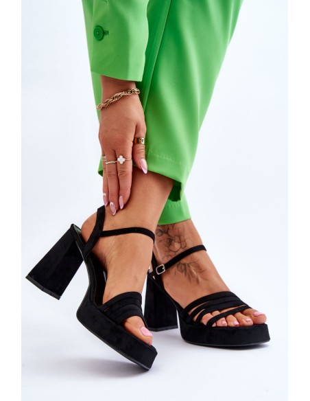 Women's Suede Platform Sandals Black Verda