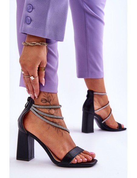 Fashionable Sandals With Zircons Black Carma