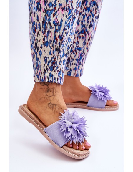 Women's Suede Slippers With Decoration Violet Giorgia