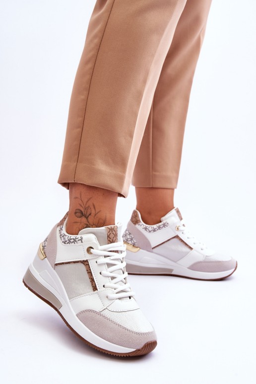 Women's Wedge Sneakers White Chevre