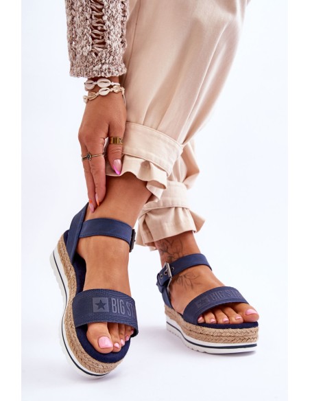 Women's Comfortable Big Star Platform Sandals LL274869 Navy Blue