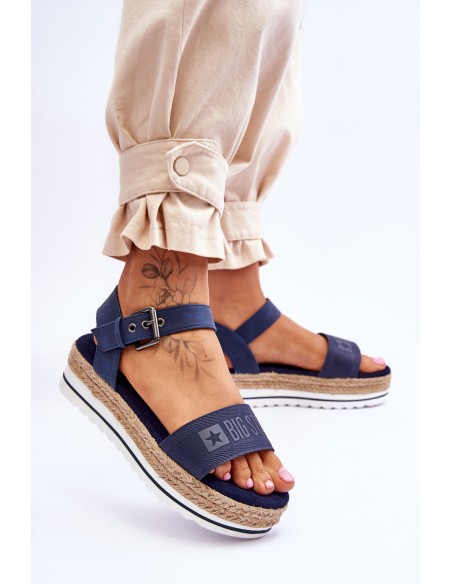 Women's Comfortable Big Star Platform Sandals LL274869 Navy Blue